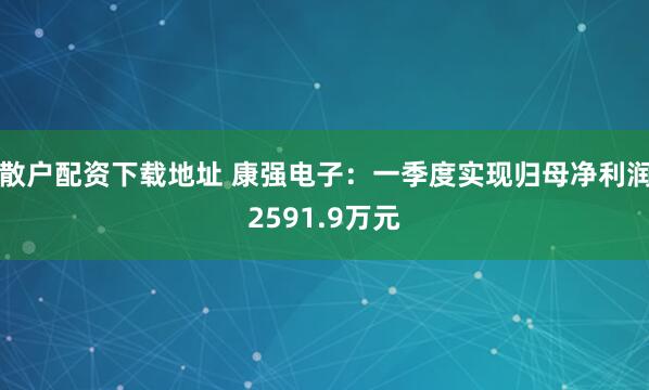 散户配资下载地址 康强电子：一季度实现归母净利润2591.9万元